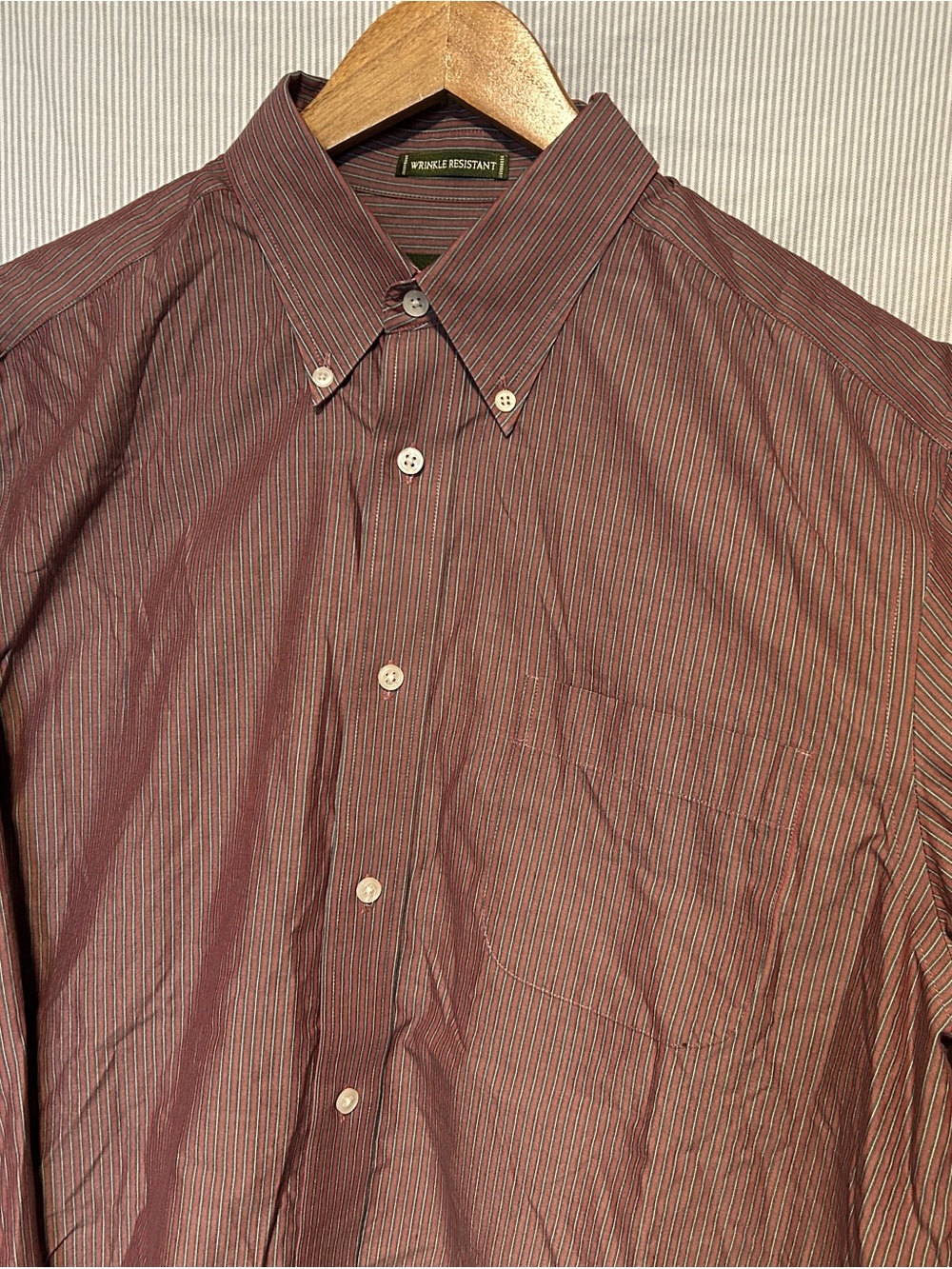 Eddie Bauer Men's Burgundy Stripe Button-Down Shirt